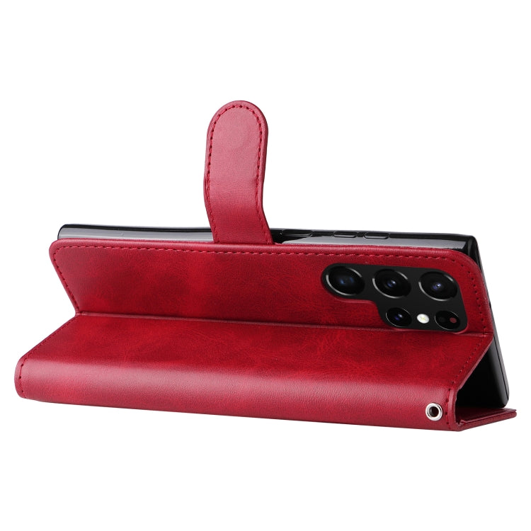 For Samsung Galaxy S22 Ultra 5G Calf Texture Zipper Horizontal Flip Leather Phone Case
