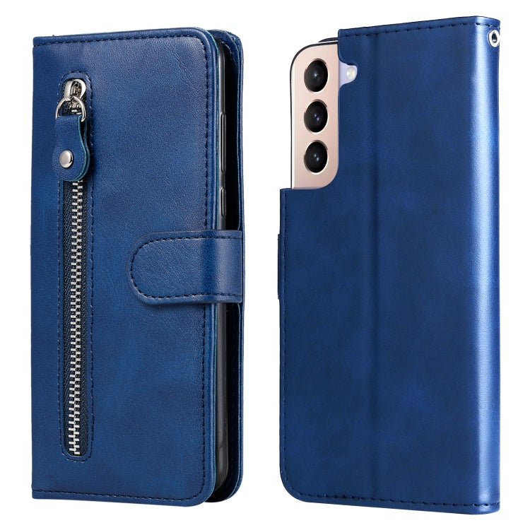 For Samsung Galaxy S22 5G Calf Texture Zipper Horizontal Flip Leather Phone Case