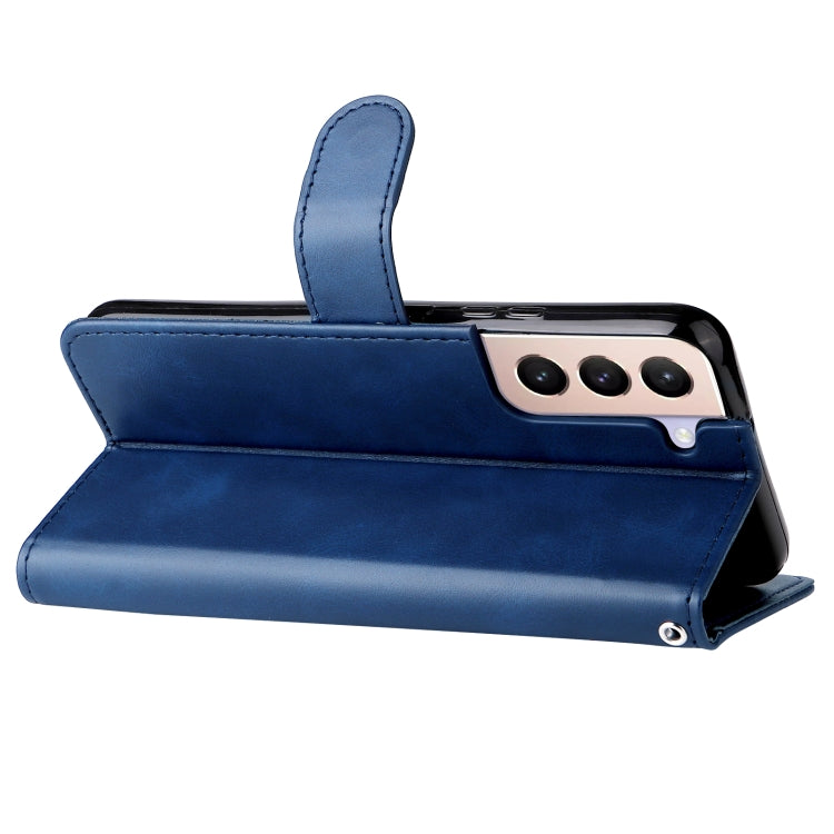 For Samsung Galaxy S22 5G Calf Texture Zipper Horizontal Flip Leather Phone Case