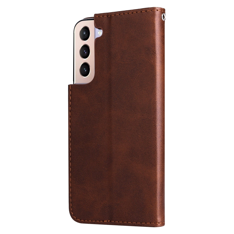 For Samsung Galaxy S22 5G Calf Texture Zipper Horizontal Flip Leather Phone Case