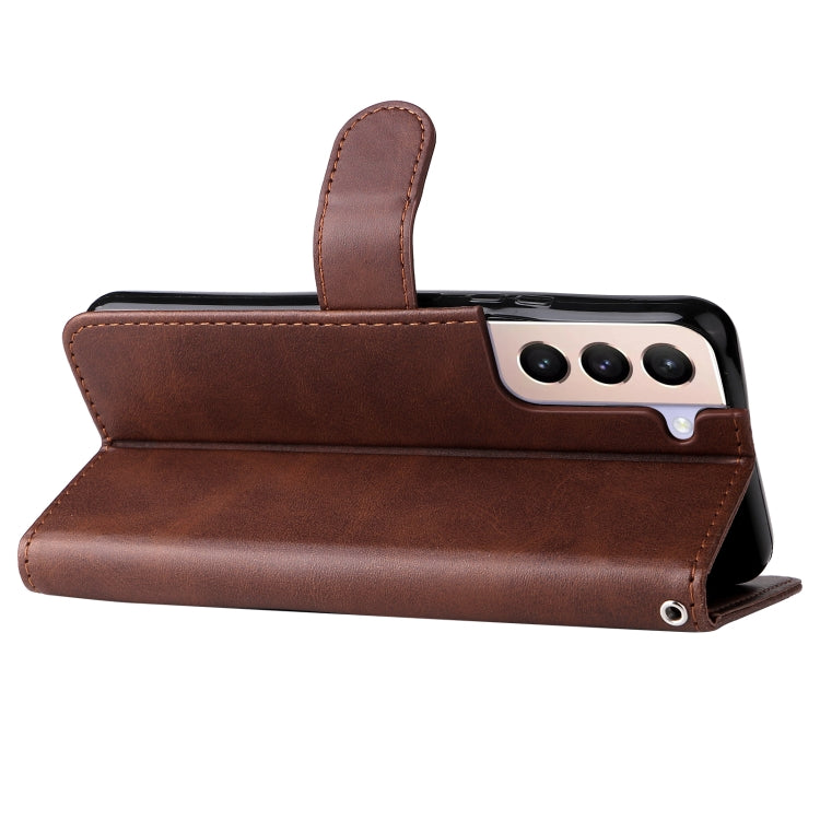 For Samsung Galaxy S22 5G Calf Texture Zipper Horizontal Flip Leather Phone Case