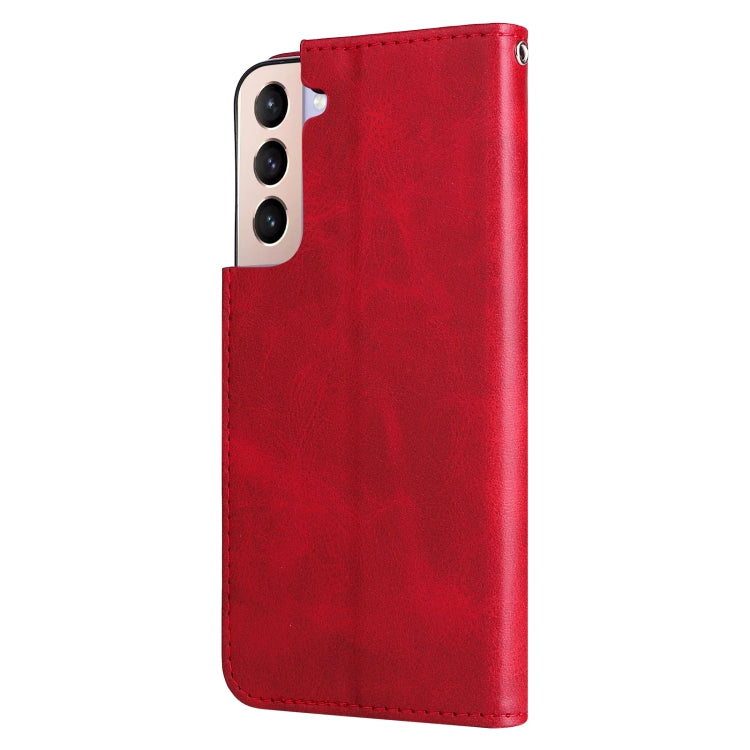 For Samsung Galaxy S22 5G Calf Texture Zipper Horizontal Flip Leather Phone Case