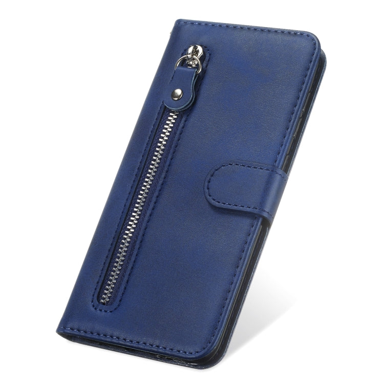 For Samsung Galaxy S22+ 5G Calf Texture Zipper Horizontal Flip Leather Phone Case