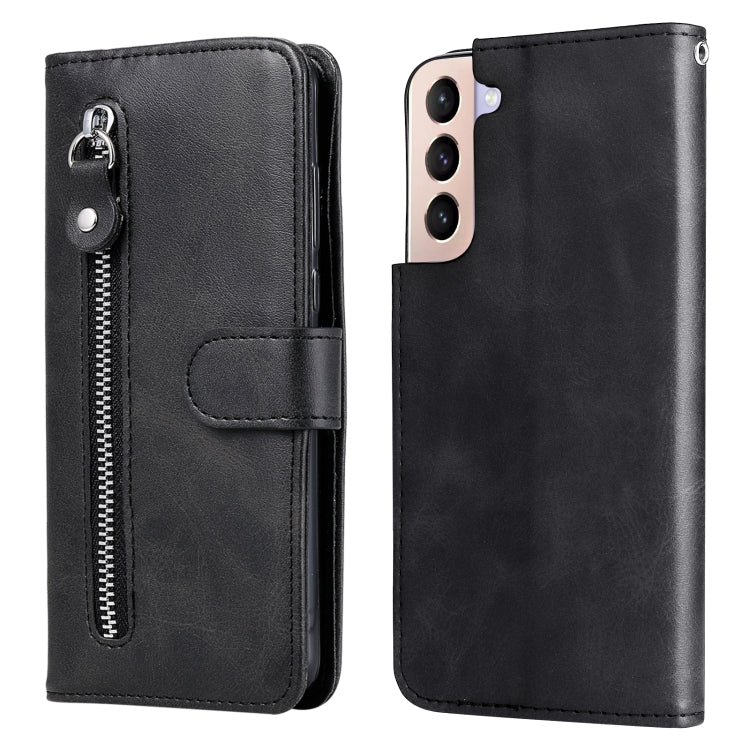 For Samsung Galaxy S22+ 5G Calf Texture Zipper Horizontal Flip Leather Phone Case