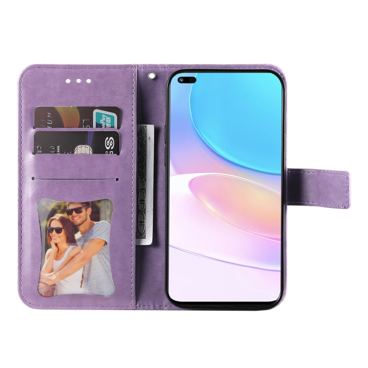 For Huawei nova 8i / Honor 50 Lite 7-petal Flowers Embossed Flip Leather Phone Case with Holder & Card Slots