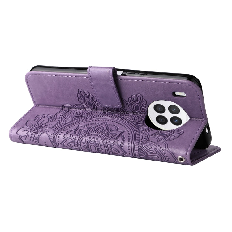 For Huawei nova 8i / Honor 50 Lite 7-petal Flowers Embossed Flip Leather Phone Case with Holder & Card Slots
