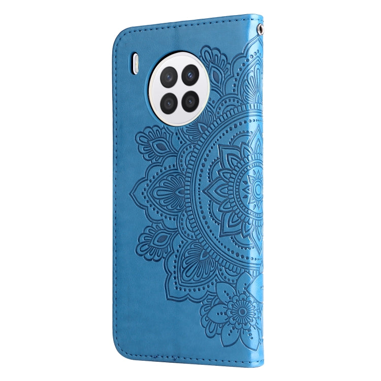 For Huawei nova 8i / Honor 50 Lite 7-petal Flowers Embossed Flip Leather Phone Case with Holder & Card Slots
