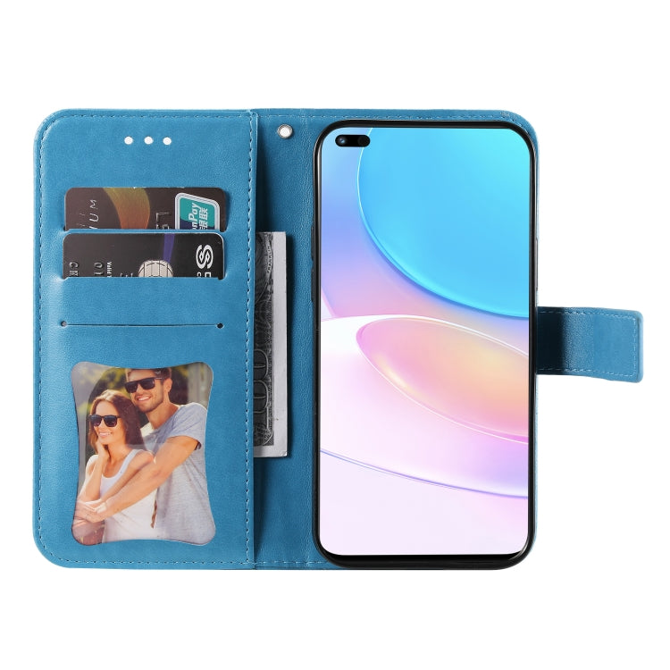 For Huawei nova 8i / Honor 50 Lite 7-petal Flowers Embossed Flip Leather Phone Case with Holder & Card Slots