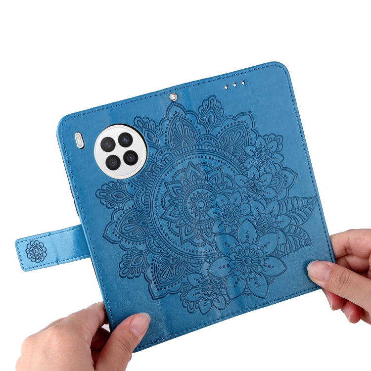 For Huawei nova 8i / Honor 50 Lite 7-petal Flowers Embossed Flip Leather Phone Case with Holder & Card Slots