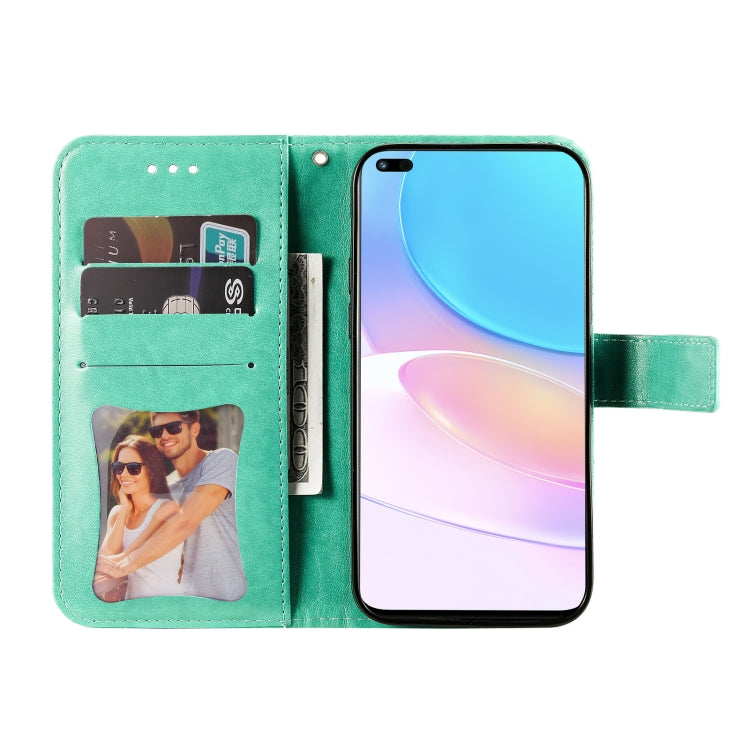 For Huawei nova 8i / Honor 50 Lite 7-petal Flowers Embossed Flip Leather Phone Case with Holder & Card Slots