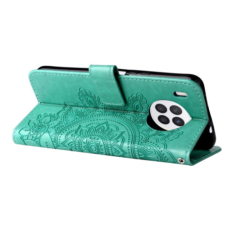 For Huawei nova 8i / Honor 50 Lite 7-petal Flowers Embossed Flip Leather Phone Case with Holder & Card Slots