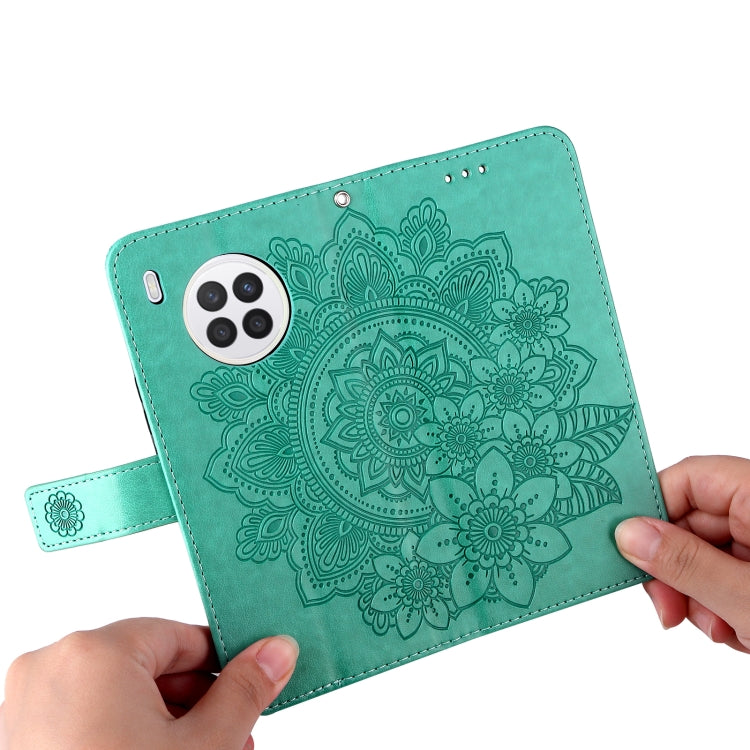 For Huawei nova 8i / Honor 50 Lite 7-petal Flowers Embossed Flip Leather Phone Case with Holder & Card Slots