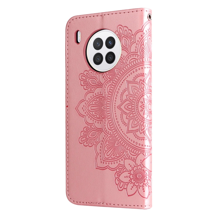 For Huawei nova 8i / Honor 50 Lite 7-petal Flowers Embossed Flip Leather Phone Case with Holder & Card Slots