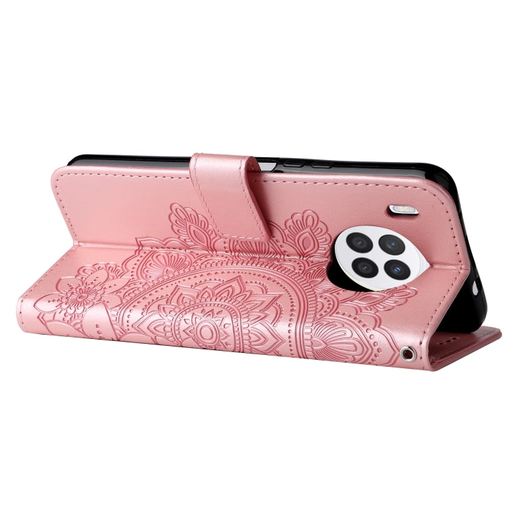 For Huawei nova 8i / Honor 50 Lite 7-petal Flowers Embossed Flip Leather Phone Case with Holder & Card Slots