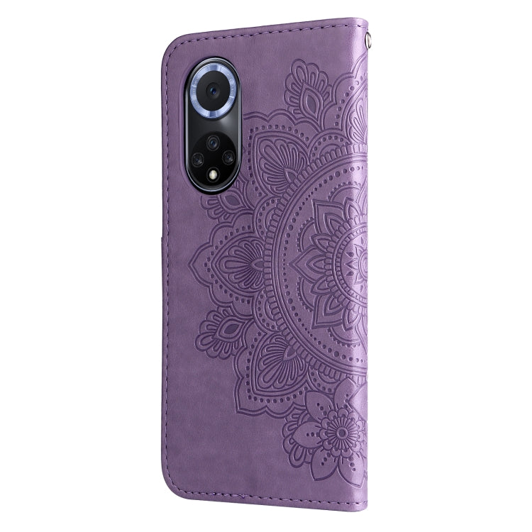For Huawei nova 9 / Honor 50 7-petal Flowers Embossed Flip Leather Phone Case with Holder & Card Slots