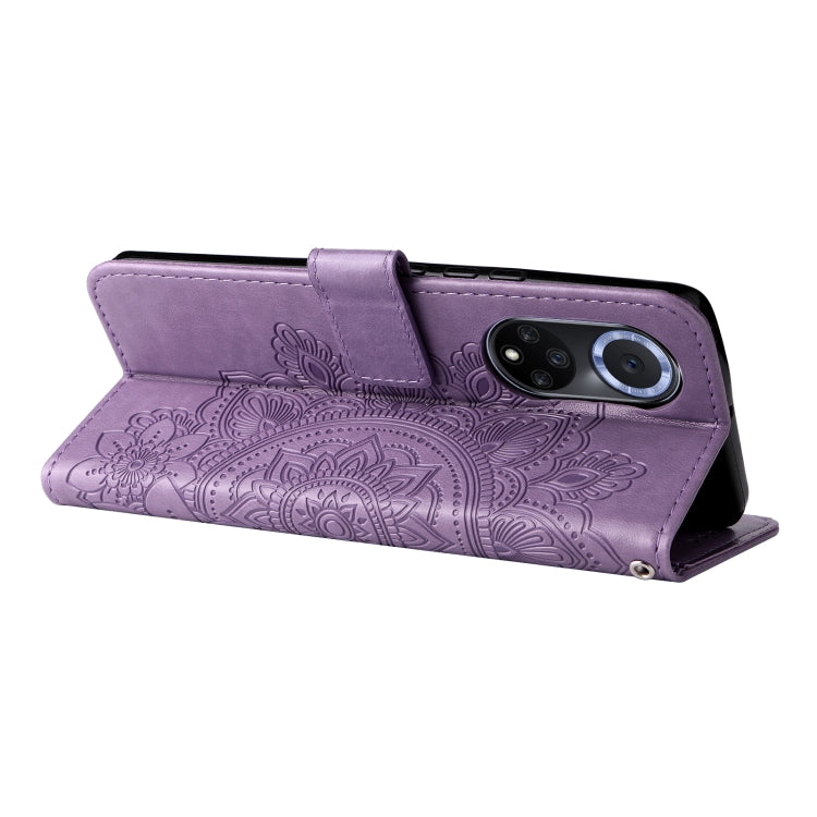 For Huawei nova 9 / Honor 50 7-petal Flowers Embossed Flip Leather Phone Case with Holder & Card Slots