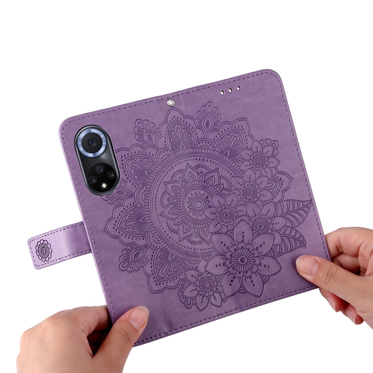 For Huawei nova 9 / Honor 50 7-petal Flowers Embossed Flip Leather Phone Case with Holder & Card Slots