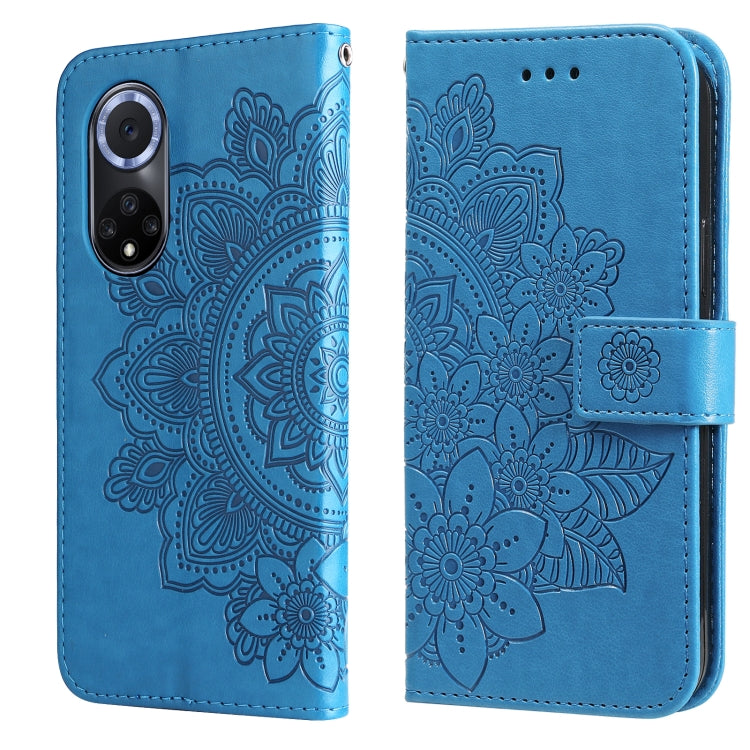 For Huawei nova 9 / Honor 50 7-petal Flowers Embossed Flip Leather Phone Case with Holder & Card Slots