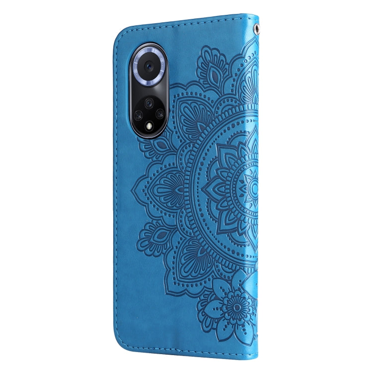 For Huawei nova 9 / Honor 50 7-petal Flowers Embossed Flip Leather Phone Case with Holder & Card Slots