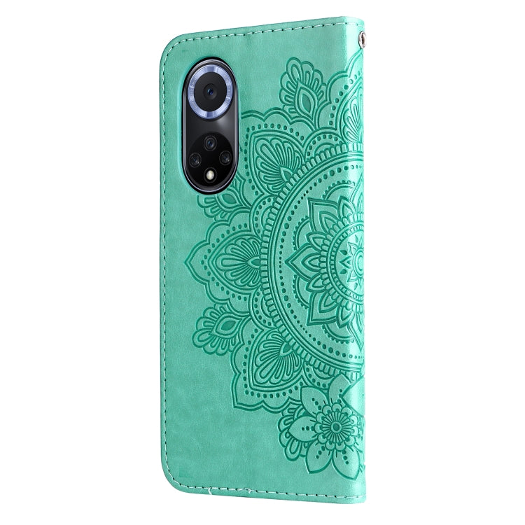 For Huawei nova 9 / Honor 50 7-petal Flowers Embossed Flip Leather Phone Case with Holder & Card Slots