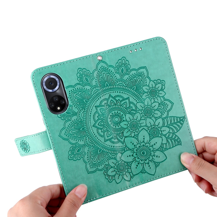 For Huawei nova 9 / Honor 50 7-petal Flowers Embossed Flip Leather Phone Case with Holder & Card Slots