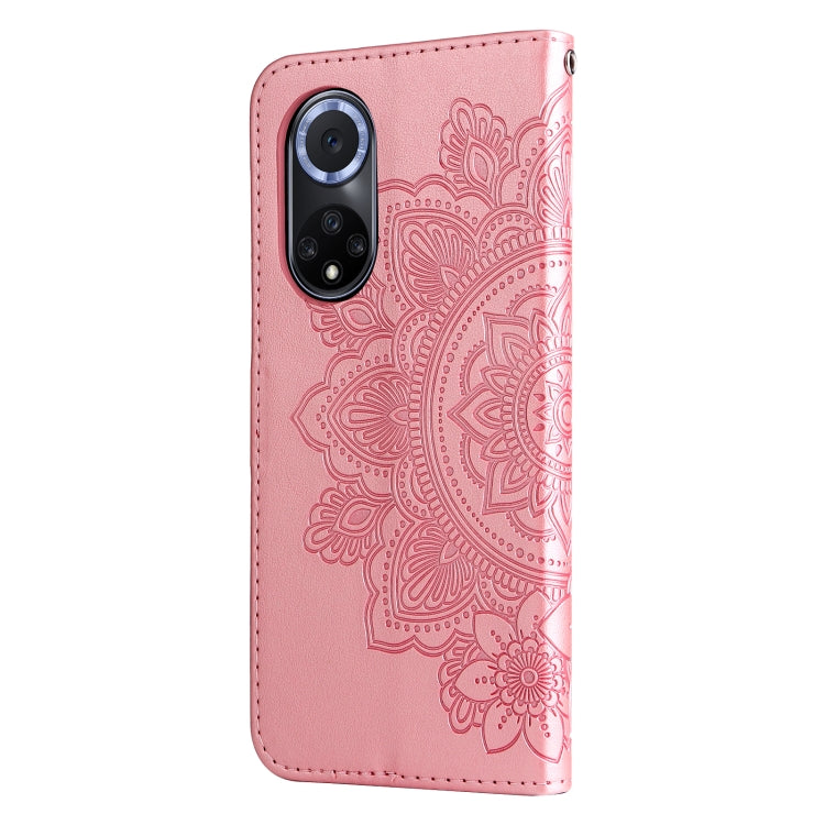 For Huawei nova 9 / Honor 50 7-petal Flowers Embossed Flip Leather Phone Case with Holder & Card Slots