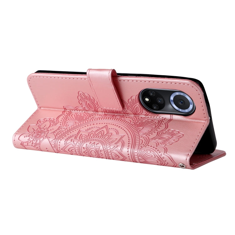 For Huawei nova 9 / Honor 50 7-petal Flowers Embossed Flip Leather Phone Case with Holder & Card Slots