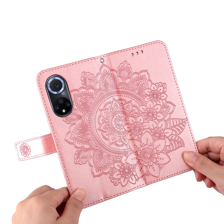 For Huawei nova 9 / Honor 50 7-petal Flowers Embossed Flip Leather Phone Case with Holder & Card Slots