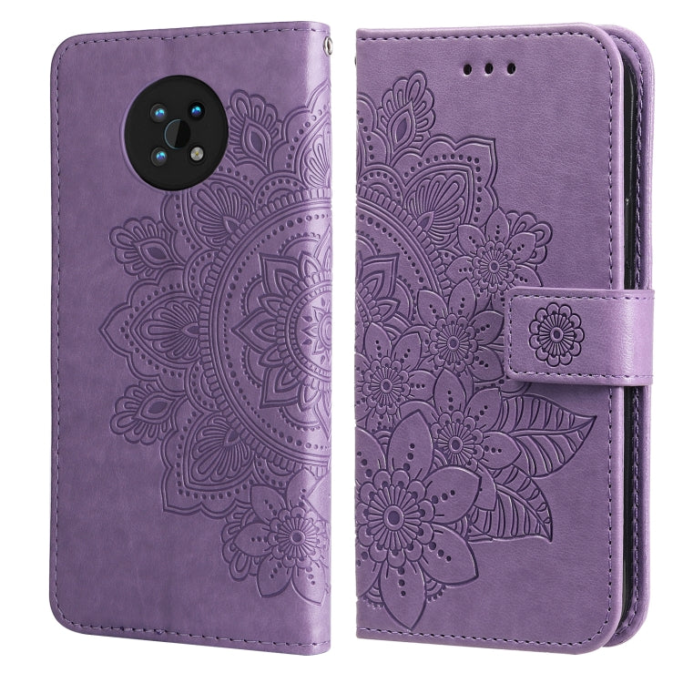 For Nokia G50 7-petal Flowers Embossed Flip Leather Phone Case with Holder & Card Slots