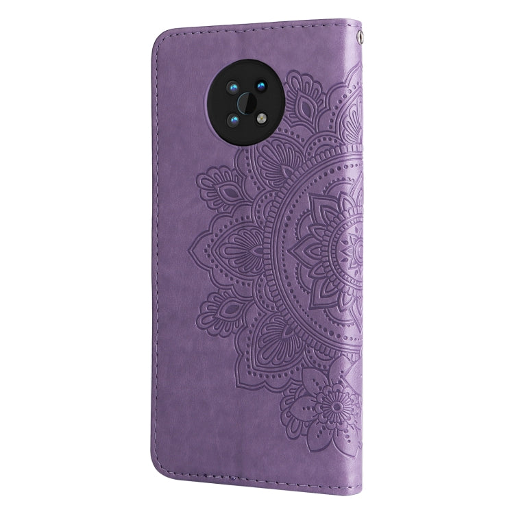 For Nokia G50 7-petal Flowers Embossed Flip Leather Phone Case with Holder & Card Slots