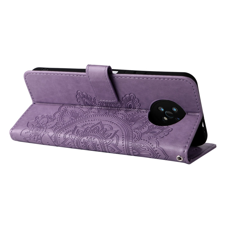For Nokia G50 7-petal Flowers Embossed Flip Leather Phone Case with Holder & Card Slots