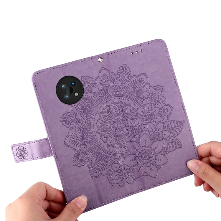 For Nokia G50 7-petal Flowers Embossed Flip Leather Phone Case with Holder & Card Slots