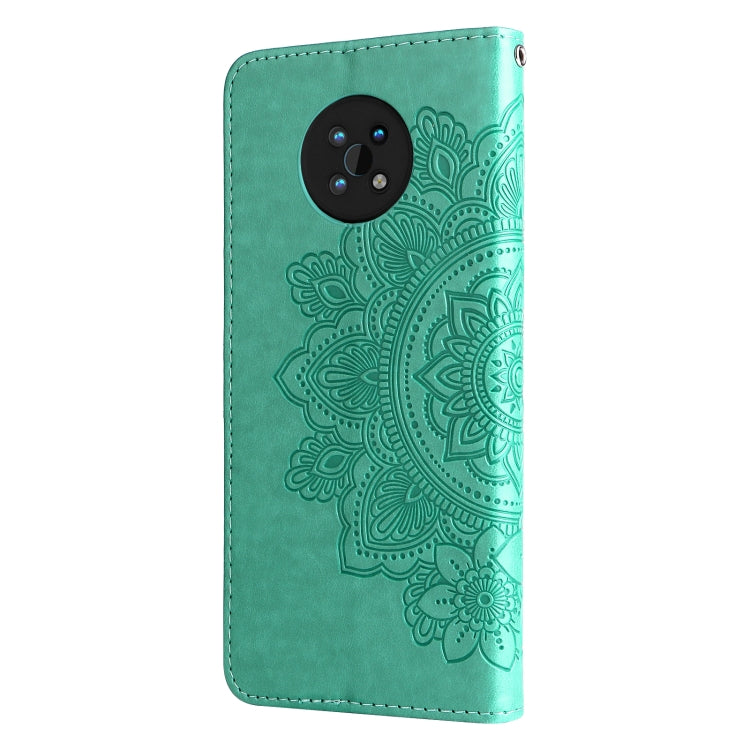 For Nokia G50 7-petal Flowers Embossed Flip Leather Phone Case with Holder & Card Slots
