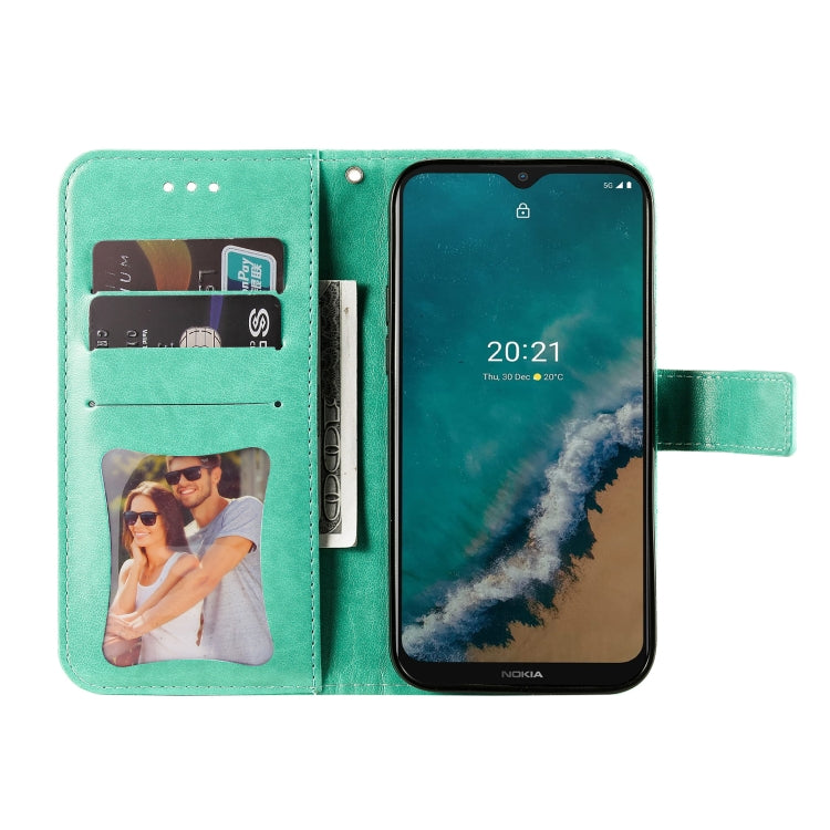 For Nokia G50 7-petal Flowers Embossed Flip Leather Phone Case with Holder & Card Slots