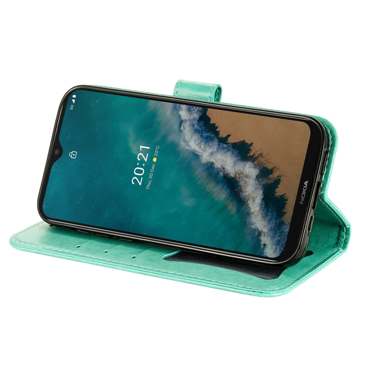 For Nokia G50 7-petal Flowers Embossed Flip Leather Phone Case with Holder & Card Slots