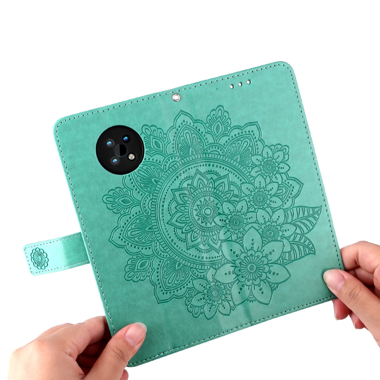 For Nokia G50 7-petal Flowers Embossed Flip Leather Phone Case with Holder & Card Slots