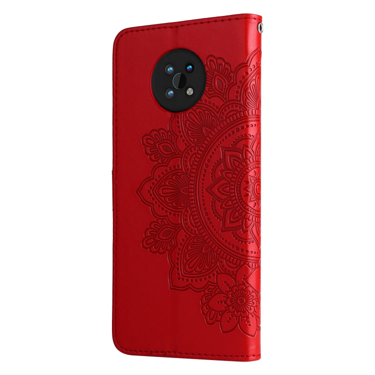 For Nokia G50 7-petal Flowers Embossed Flip Leather Phone Case with Holder & Card Slots