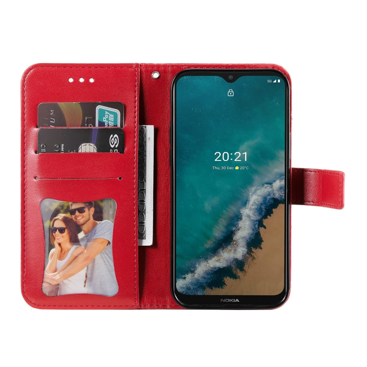 For Nokia G50 7-petal Flowers Embossed Flip Leather Phone Case with Holder & Card Slots