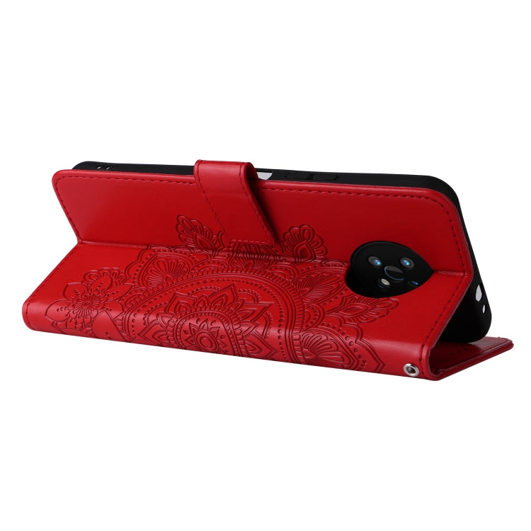 For Nokia G50 7-petal Flowers Embossed Flip Leather Phone Case with Holder & Card Slots