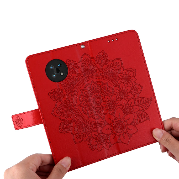 For Nokia G50 7-petal Flowers Embossed Flip Leather Phone Case with Holder & Card Slots