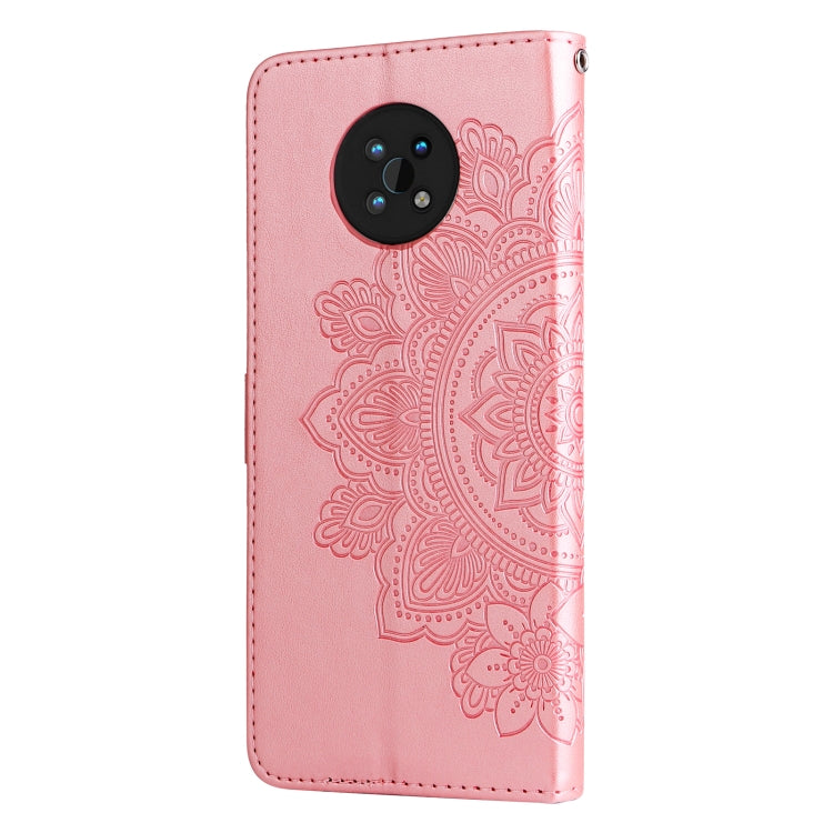 For Nokia G50 7-petal Flowers Embossed Flip Leather Phone Case with Holder & Card Slots