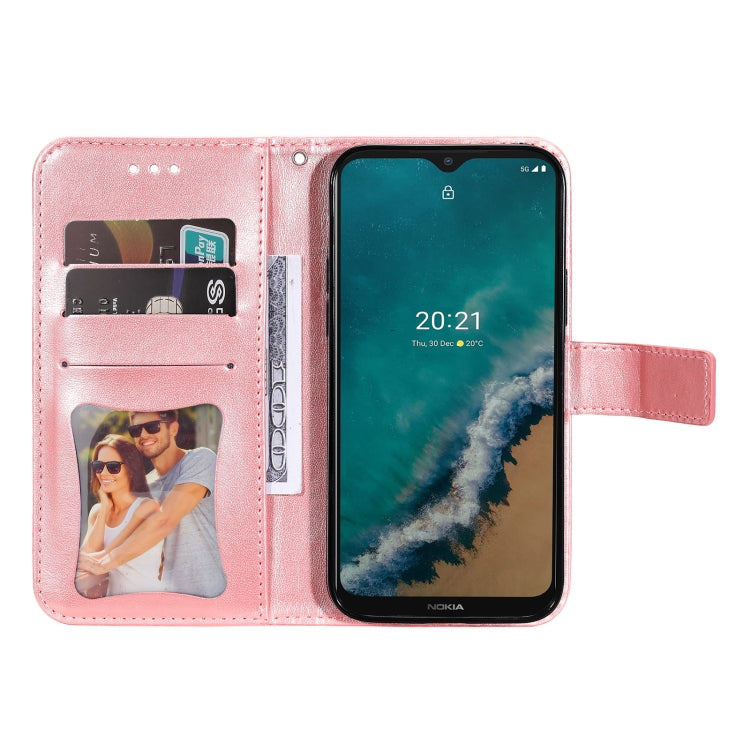 For Nokia G50 7-petal Flowers Embossed Flip Leather Phone Case with Holder & Card Slots