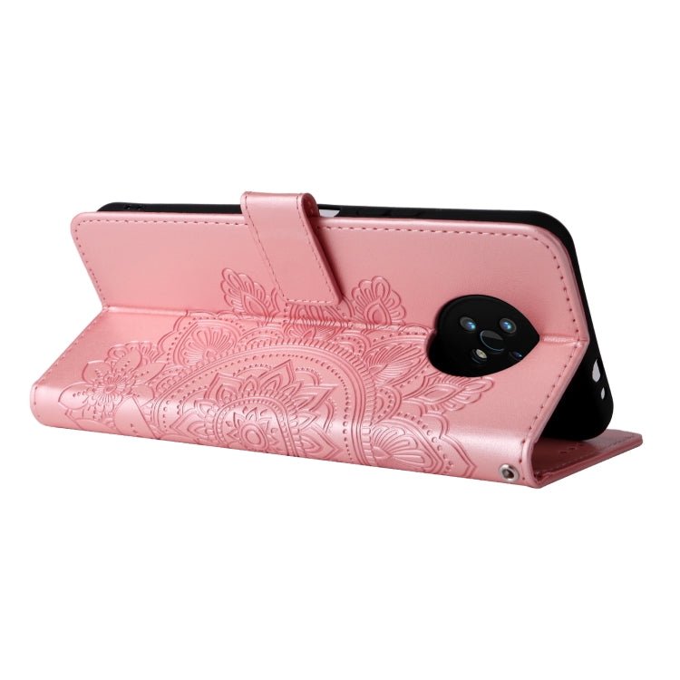 For Nokia G50 7-petal Flowers Embossed Flip Leather Phone Case with Holder & Card Slots