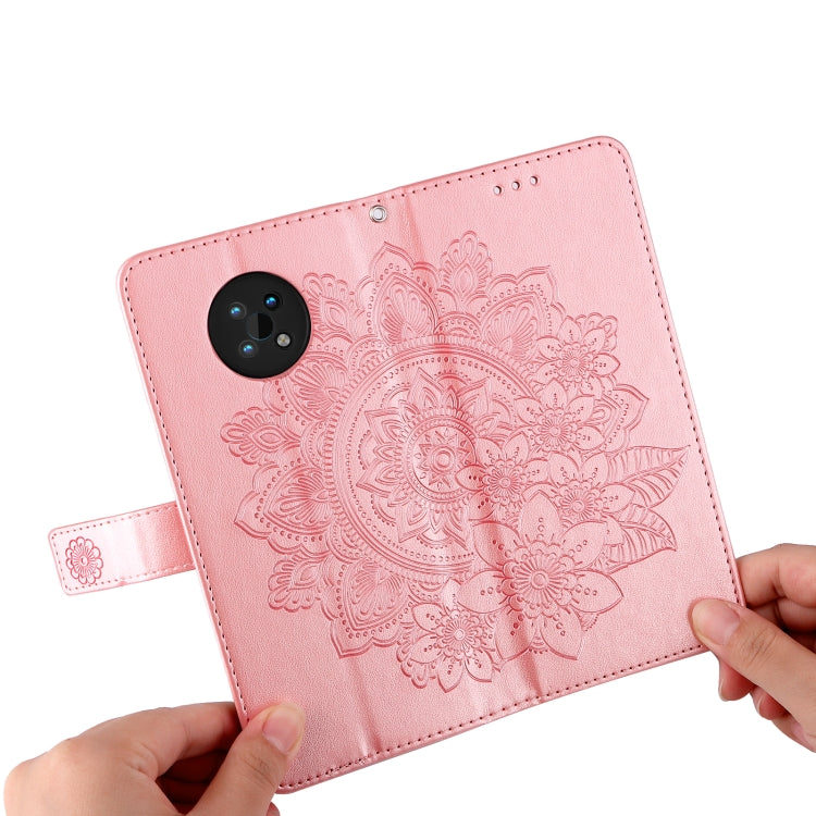 For Nokia G50 7-petal Flowers Embossed Flip Leather Phone Case with Holder & Card Slots