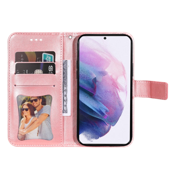 For Samsung Galaxy S22 5G 7-petal Flowers Embossed Flip Leather Phone Case with Holder & Card Slots