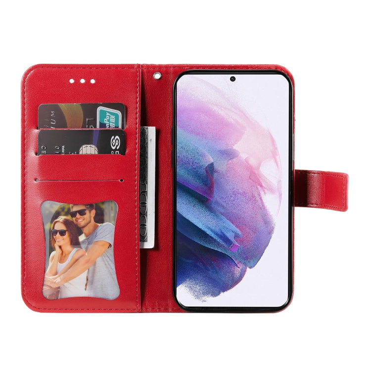 For Samsung Galaxy S22+ 5G 7-petal Flowers Embossed Flip Leather Phone Case with Holder & Card Slots