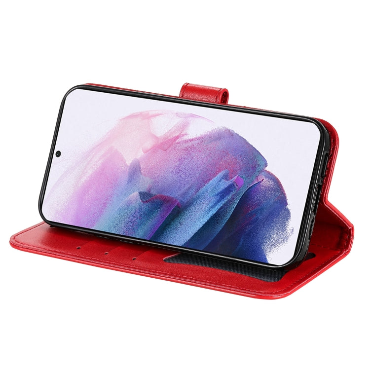 For Samsung Galaxy S22+ 5G 7-petal Flowers Embossed Flip Leather Phone Case with Holder & Card Slots
