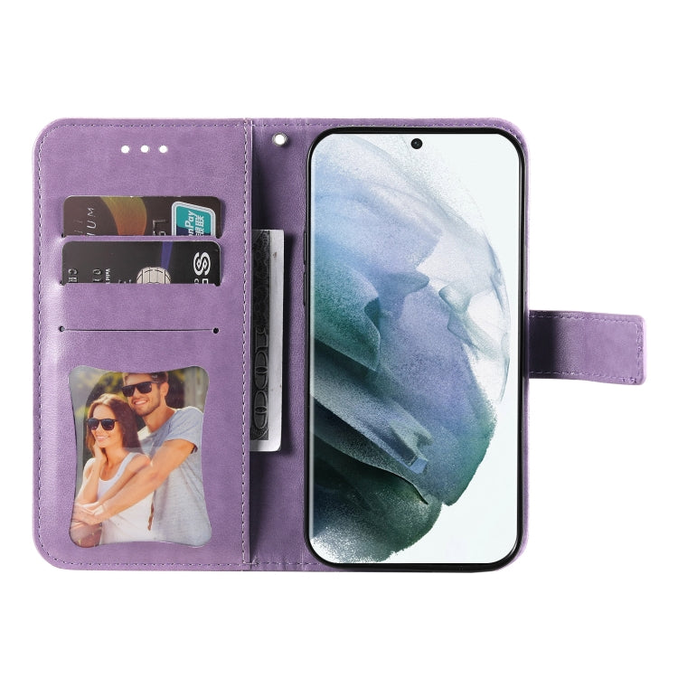 Samsung Galaxy S22 UItra 5G 7-petal Flowers Embossed Flip Leather Phone Case with Holder & Card Slots