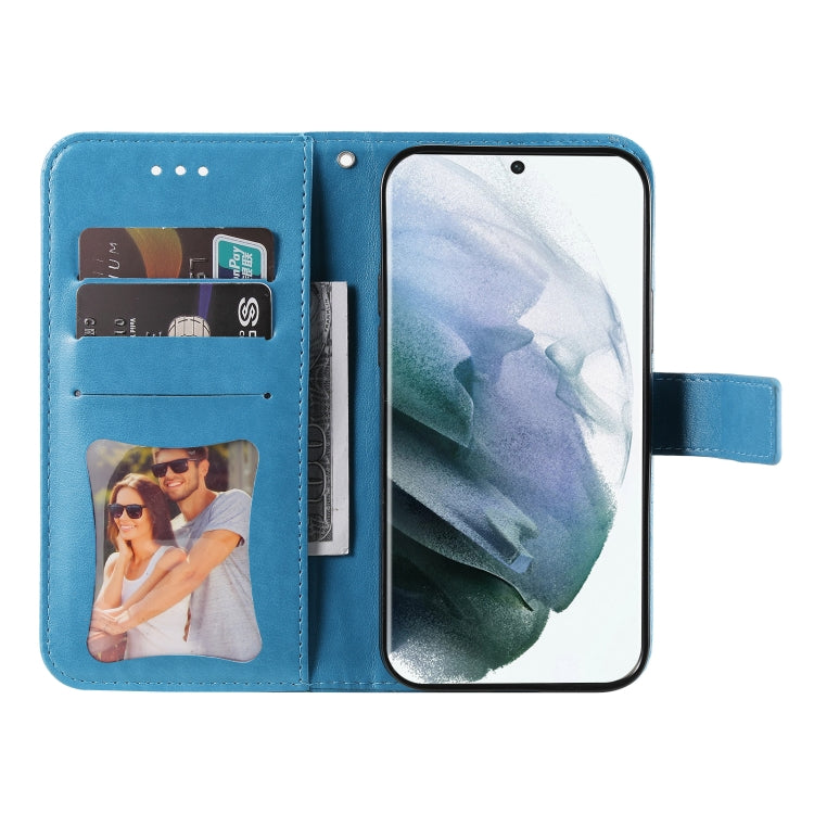 Samsung Galaxy S22 UItra 5G 7-petal Flowers Embossed Flip Leather Phone Case with Holder & Card Slots