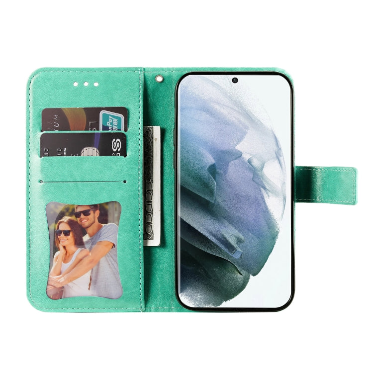 Samsung Galaxy S22 UItra 5G 7-petal Flowers Embossed Flip Leather Phone Case with Holder & Card Slots